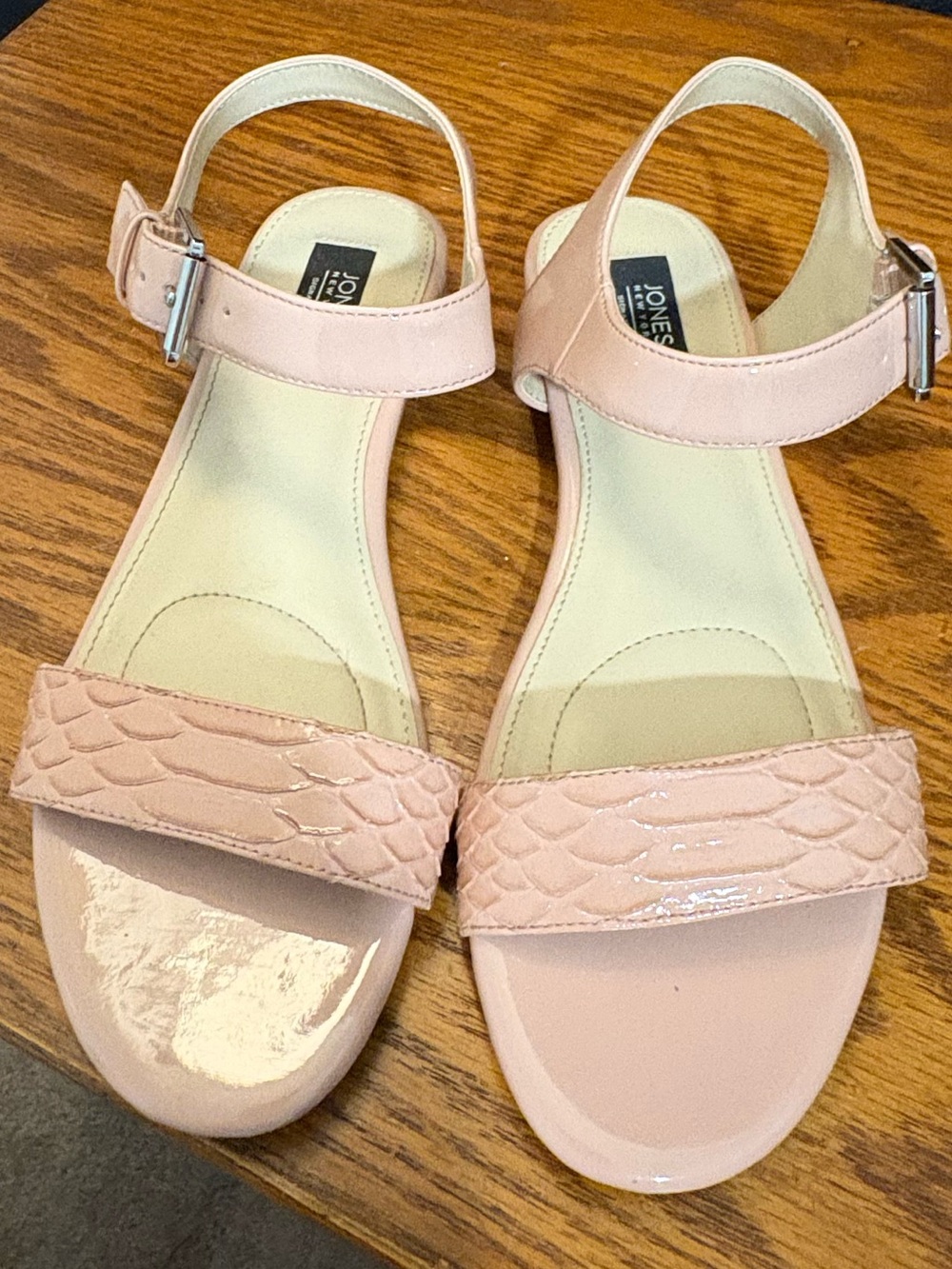 Jones New York Blush Pink Braided Ankle Strap Sandals Size 6